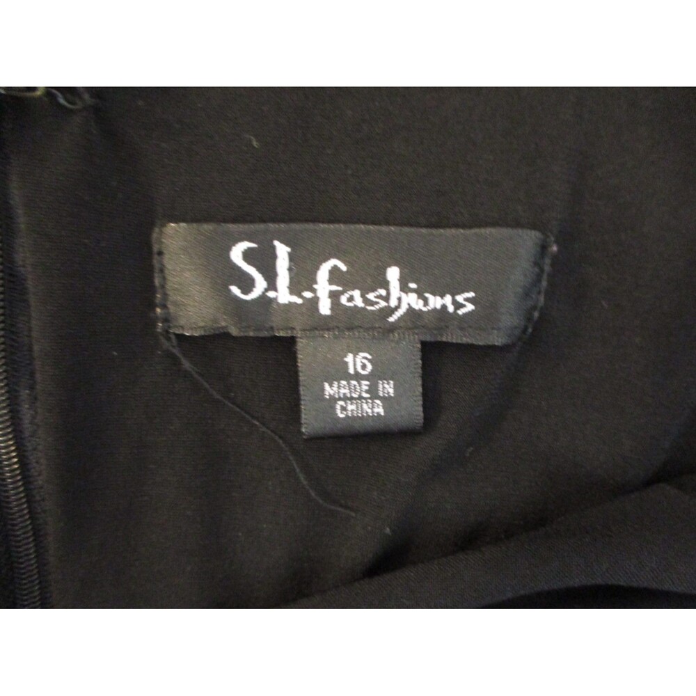 VTG Y2K SL FASHIONS size 16 STRETCH JERSEY BODICE SOUTACHE TAFFETA SKIRT DRESS - Picture 3 of 5